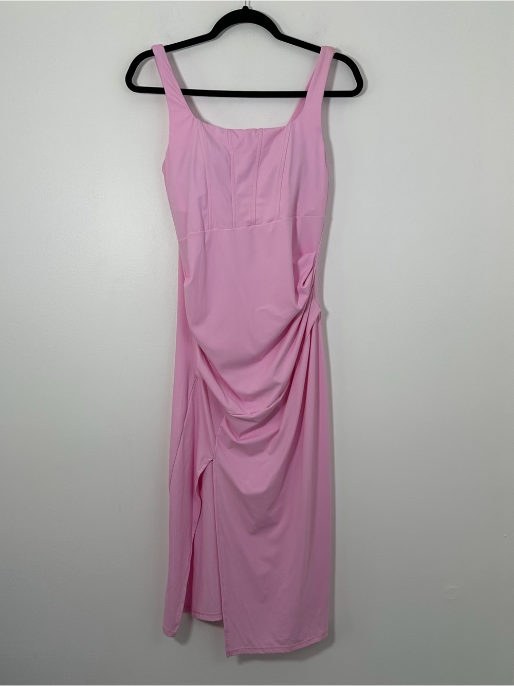 Halara Softlyzero Airy Pink Ruched Midi Dress Size Medium NWT